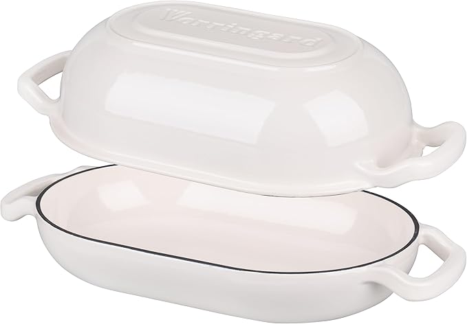VORRINGARD Enameled Cast Iron Sourdough Bread Oven, Dutch Oven, Loaf Cast Iron Bread Pan for Homemade Bread Baking, Meatloaf Pan with Lid, 5QT, White - Image 6