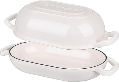 VORRINGARD Enameled Cast Iron Sourdough Bread Oven, Dutch Oven, Loaf Cast Iron Bread Pan for Homemade Bread Baking, Meatloaf Pan with Lid, 5QT, White - Image 6
