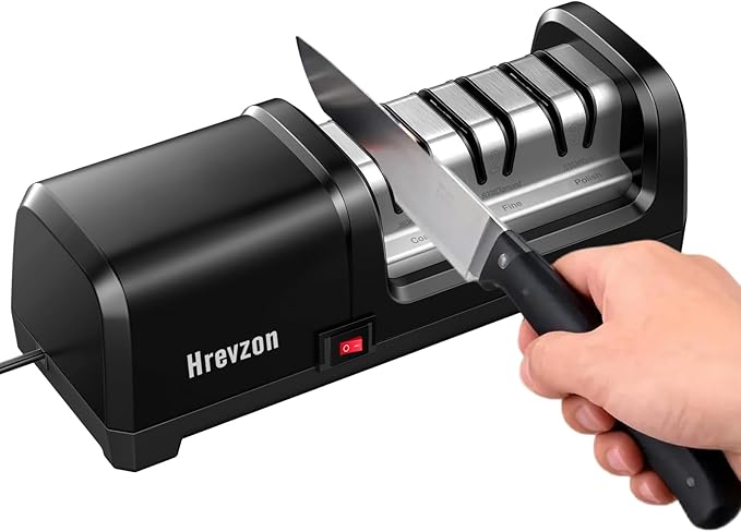 Knife Sharpener Electric for Kitchen Knives, with 100% Diamond Abrasives and Precision Angle Guides, 3-Stage Professional Automatic Quickly Sharpening/Polishing by Unknown