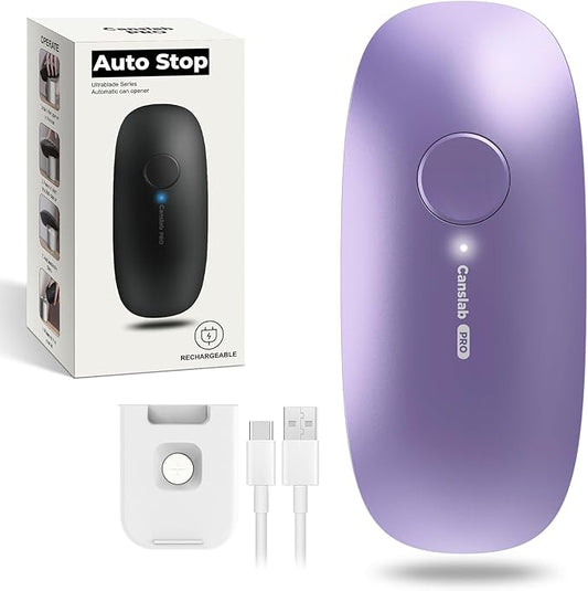 Canslab Ultrablade PRO Auto Stop Can Opener - Rechargeable Electric Can Opener for Kitchen for Seniors with Arthritis - One Touch Side Cut Opener, Smooth Edge, Lilac by Canslab