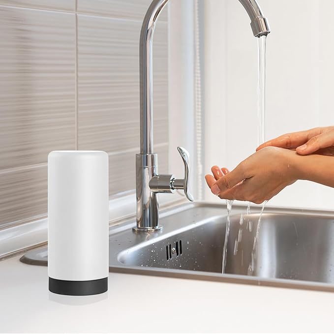 ElmRidge Dish Soap Silicone Dispenser for Kitchen Sink,Squeeze Washing Up Liquid and Hand Soap,Round refillable Silicone Bottles,Easy to Fill and to use, 8.5 oz,Black 2.4 x 2.4 x 5.5 inches (White) - Image 6
