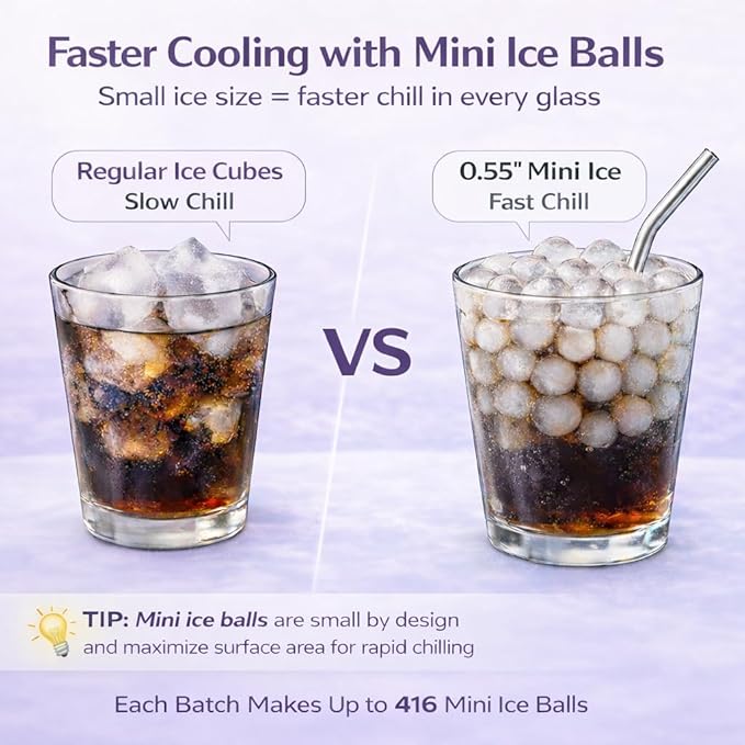 0.55in Mini Ice Cube Trays - Plastic Tiny Pebble Ice for Iced Coffee & Cocktails - Fast Chill, Easy Twist Release - Stackable with Lid, Storage Bin, Tongs, 2 Straws (4 pack, Blue) - Image 2