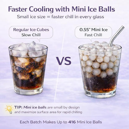 0.55in Mini Ice Cube Trays - Plastic Tiny Pebble Ice for Iced Coffee & Cocktails - Fast Chill, Easy Twist Release - Stackable with Lid, Storage Bin, Tongs, 2 Straws (4 pack, Blue) - Image 2