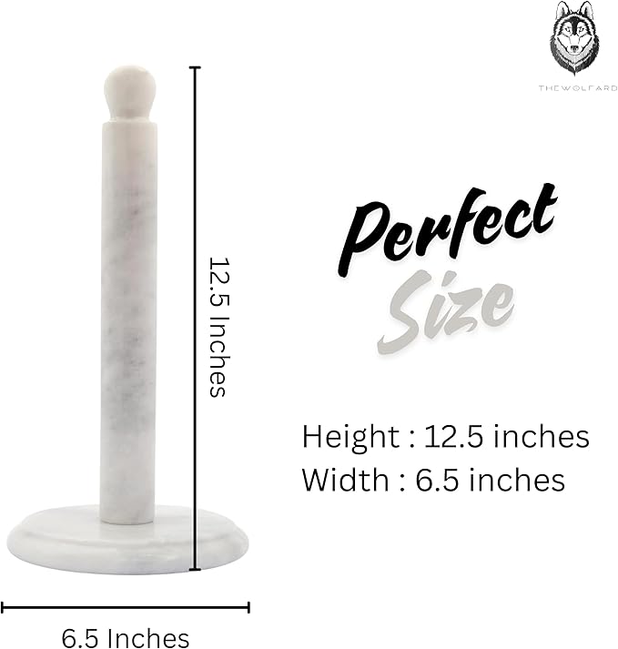Handmade Marble Paper Towel Holder for Kitchen Countertop – Premium Quality, Non-Slip Base, Elegant Design – Natural Marble, Colors & Shades May Vary, for Home Décor