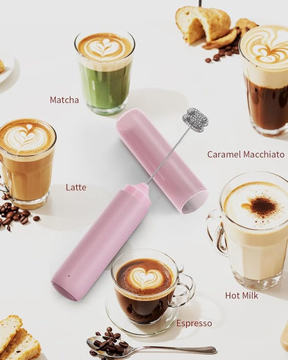 CIRCLE JOY Portable Rechargeable Milk Frother Hanheld, Dual Spring Whisk Electric Coffee Frother Wand Drink Mixer for Matcha Lattes Cappuccino, Kitchen Gifts, Pink - Image 7