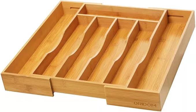Expandable Bamboo Kitchen Drawer Organizer for Cutlery and Utensils, Adjustable Bamboo Wood Cutlery Tray in Drawer for Flatware and Silverware in Kitchen, (Natural) - Image 8
