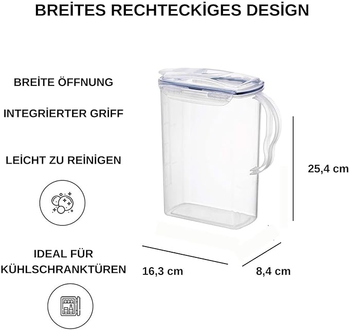 LocknLock Aqua Fridge Door Water Jug | Clear Pitcher | BPA Free Plastic Pitcher with Lid | 3 Quart Pitcher with Lid for Water, Juice, Tea & More Beverages, Clear - Image 5