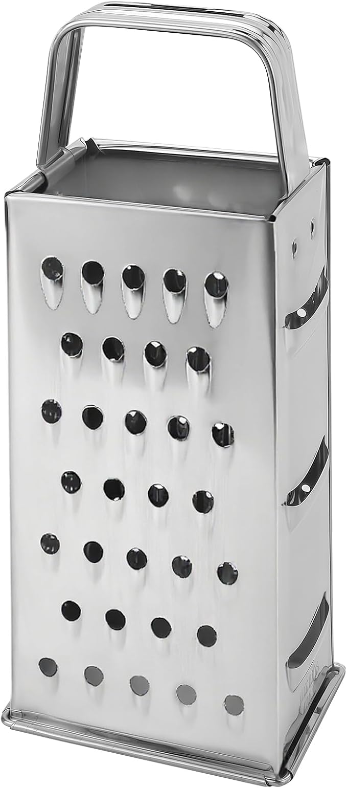 Stainless Steel Vegetable Grater, 4-Sided Portable Metal Grater, Cheese Grater with Handle for Kitchen (8inch) by Unknown