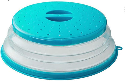 Collapsible Microwave Splatter Cover, 10.5 Inch, Dishwasher-safe, Microwave Plate Cover With Steam Vent，BPA-Free Silicone & Plastic (ink blue)