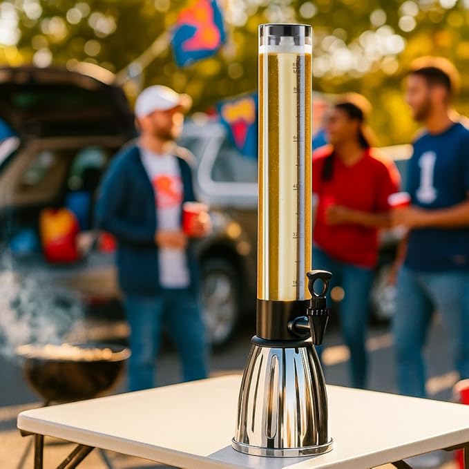 OGGI Beer Tower 88oz - Beverage Dispenser with Spigot & Ice Tube, Margarita Tower, Mimosa Tower, Perfect Drink Dispensers for Parties, Drink Tower, Holds 6 Pints of Beer – Stainless - Image 6