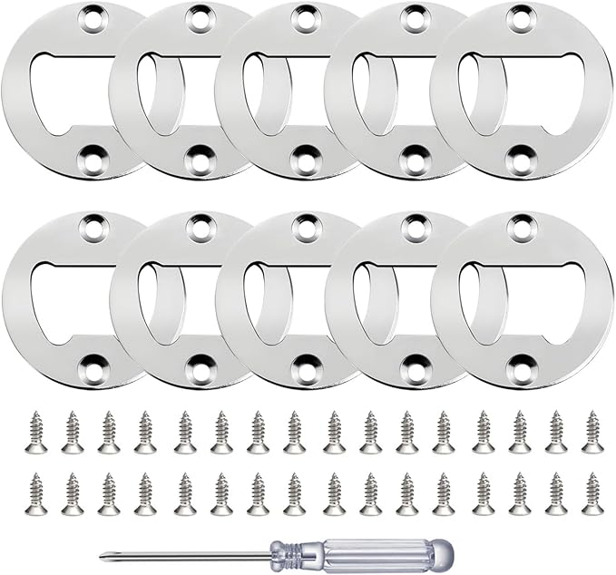 Bottle Opener Insert - 10 Sets Stainless Steel Inserts Kit with Screws Screwdriver for DIY Resin Mould Kit Hardware Parts Supply(Silver) by TECARATE