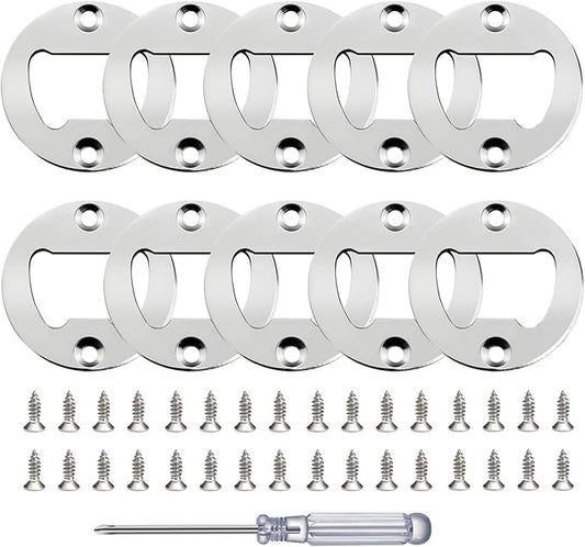 Bottle Opener Insert - 10 Sets Stainless Steel Inserts Kit with Screws Screwdriver for DIY Resin Mould Kit Hardware Parts Supply(Silver) by TECARATE