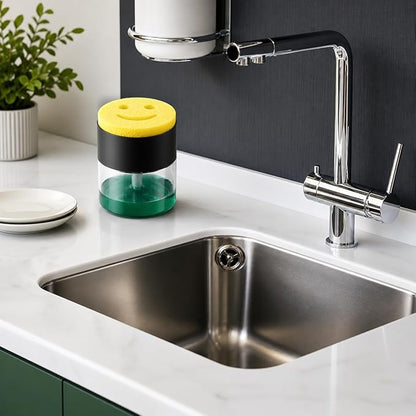 OVVE HOME® Dish Soap Dispenser with Sponge Holder - Compatible with Scrub Daddy | Kitchen Sink Organizer, Soap Dispensing Sponge Holder - Image 4