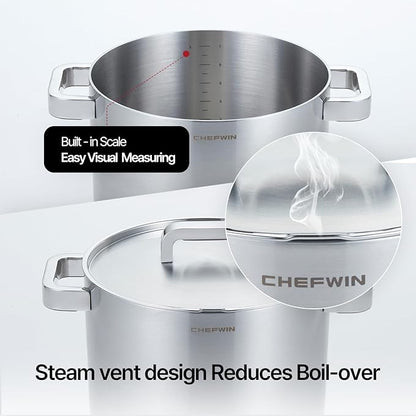 316 Stainless Steel 8.5 Quart Stock Pot with Lid Cooking Pot, 5Ply, All Stoves Compatible, Induction Cookware, Dishwasher Safe, Stay Cool Handle