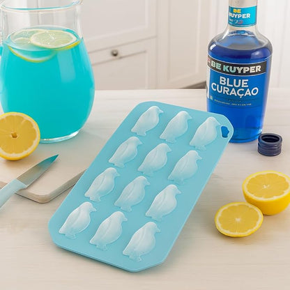 HIC Kitchen Silicone Penguin Ice Tray, Non-Stick, Set of 2, Each Tray Makes 12 Penguins
