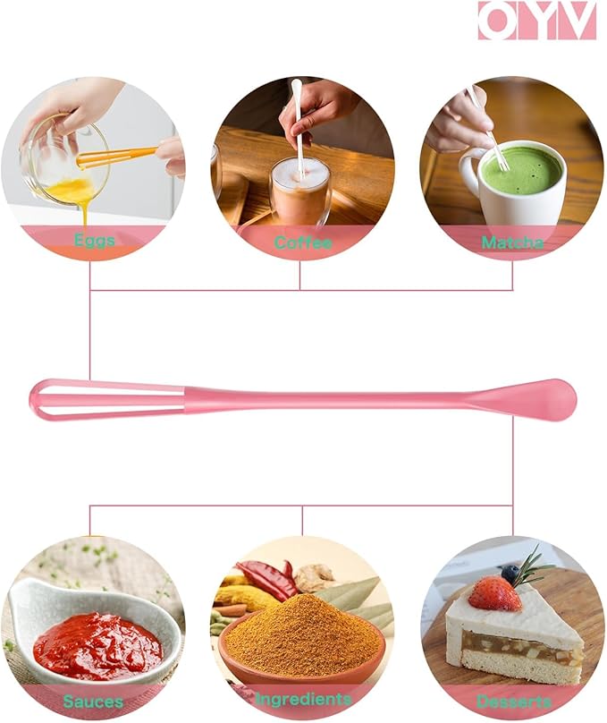 OYV Fresh Spring & Summer Colors Mini Whisk Set, 8.5 in Mini Whisks for Cooking, 3 Pieces Small Wisk For Whisking, Beating, Blending Ingredients, Mixing Sauces, BPA Free Tiny Whisk - Image 4