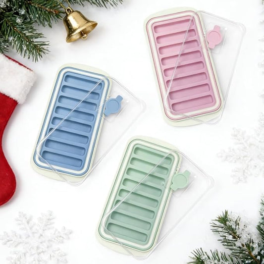 Lily's Home Flexible Silicone Ice Cube Tray - Durable Easy Release - Fresh Youthful Colors - Water Fill Port - Compact 9x4.5 Size - Multi-Purpose Use - Ice Cube Trays for Freezer - Set of 3 by LilysHome