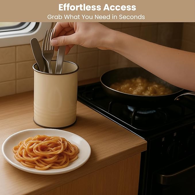 Magnetic RV Utensil Holder - Space-Saving Camper Accessories for RV Kitchen Organization - Strong Magnet Base for Secure Storage, No-Drill Utensil Organizer for Camping & Travel Trailers - 2 Pack