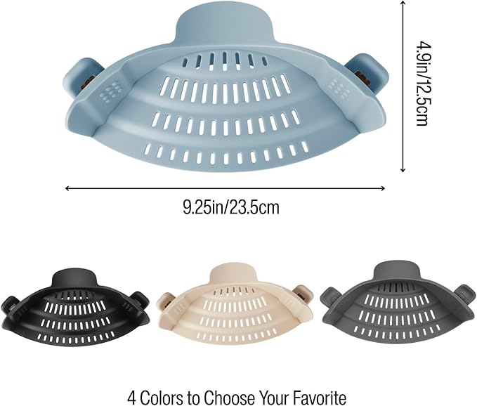 Silicone Pot Strainer, Emptycolor Adjustable Clip On Strainer for Pots Pans, Heat Resistant Pot Drainer, Kitchen Pasta Colander for Vegetables and Noodles (Blue) - Image 2