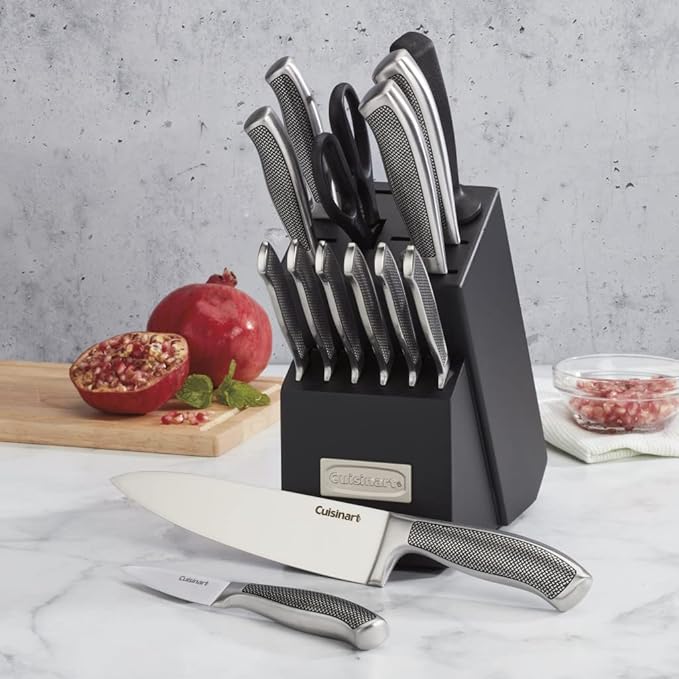 CUISINART Block Knife Set, 15pc Cutlery Knife Set with Steel Blades for Precise Cutting , Lightweight, Stainless Steel, Durable & Dishwasher Safe,C77SS-15P - Image 4