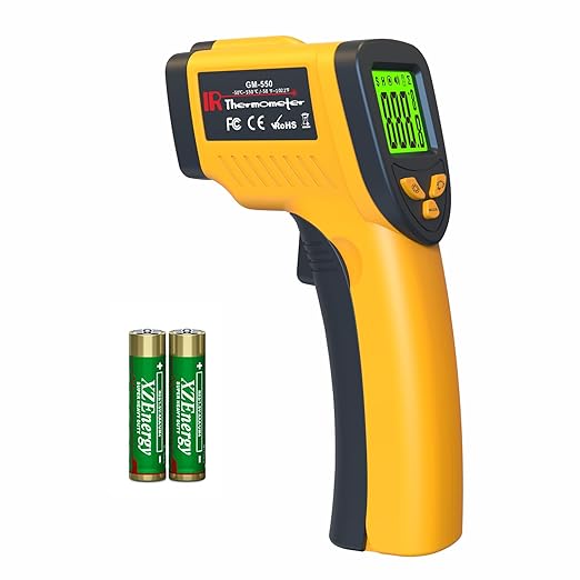 DEASOMIYE Infrared Laser Thermometer, Digital Infrared Laser Thermometer Gun with Adjustable Emissivity, IR Thermometer Temperature Gun for Cooking, Pizza Oven & Engine, -58℉～1022℉(-50℃～550℃)