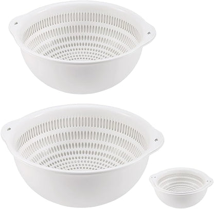 Colander Bowl Set of 2, Nesting Large Capacity Plastic Food Strainer for Pasta, Vegetables and Fruits Washing Draining Basket, Space Saving, BPA Free