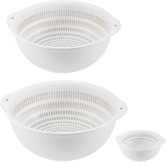 Colander Bowl Set of 2, Nesting Large Capacity Plastic Food Strainer for Pasta, Vegetables and Fruits Washing Draining Basket, Space Saving, BPA Free