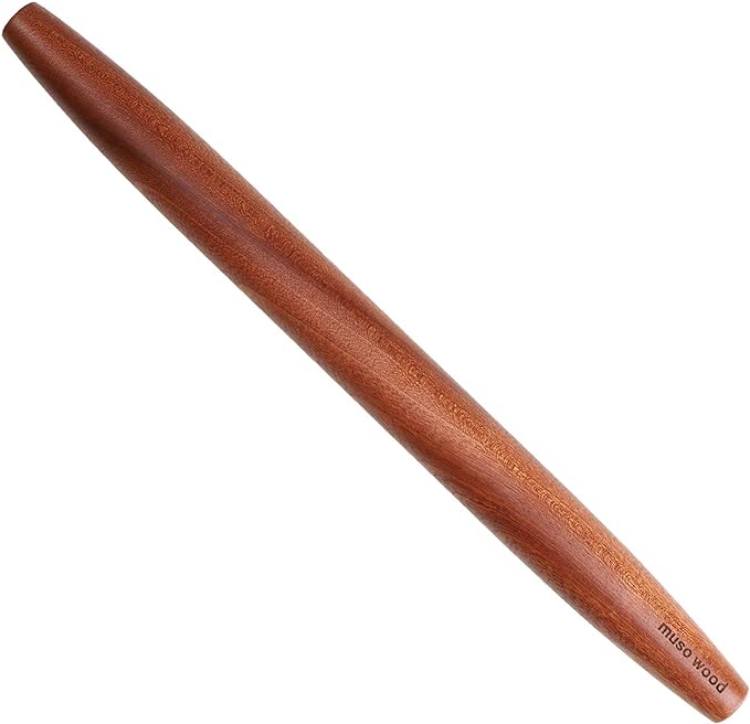 Muso Wood Sapele Wooden French Rolling Pin for Baking, Tapered Roller for Fondant, Pie Crust, Cookie, Pastry (French 15-3/4inch) by Musowood