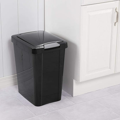 Sterilite 7.5 Gallon TouchTop Wastebasket with Lid That Opens with Touch, Conceals Trash in the Kitchen, Bathroom, Mudroom or Office, Black, 1-Pack - Image 3