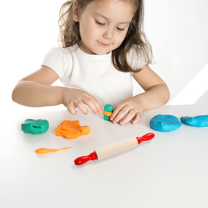 SOUJOY Set of 12 Mini Rolling Pin, 8 Inch Wood Dough Roller for Baking with Red Handle, Small Clay Rolling Pin for Craft Fondant Pastry Pizza Crafting and Imaginative Play - Image 6