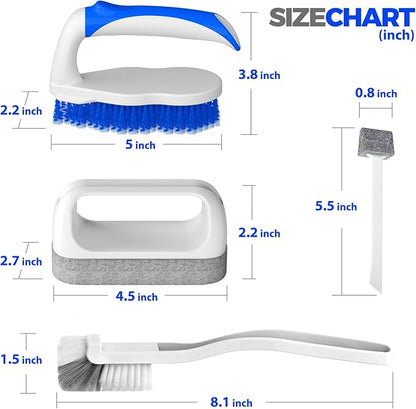 Holikme 7 Pack Deep Cleaning Brush Set, Scrub Brush, Grout Brush, Pool Brush, Scrub Pads with Scraper Tip Scouring Pads, for Pool Walls, Bathroom, Floor, Bike, Tub, Shower and Kitchen Surface (Blue) - Image 6