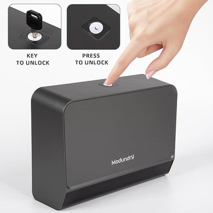 Paper Towel Dispensers Wall Mount, Multifold Z-Fold Paper Towel Holder with Key Lock, Adhesive/Screws Install, Compact Hand Towel Dispenser for Home Bathroom, Restroom, Office, Gray