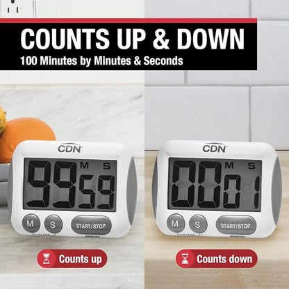 CDN Extra-Big Digit Timer | Counts Up & Down, 100 Minutes by Minutes & Seconds, Extra-Large Digits, Loud Alarm, Stand, Hang, Magnet Mounting, Perfect for Batch Baking - TM15 - Image 2