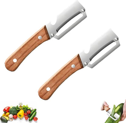 Vegetable Wooden Peeler for Kitchen Tool,Premium 2-in-1 Multifunctional Fruit & Vegetable Peeler with Built-in Bottle Opener, Ideal for All Fruits and Vegetables Needing Peeling (2PC) by NLWF