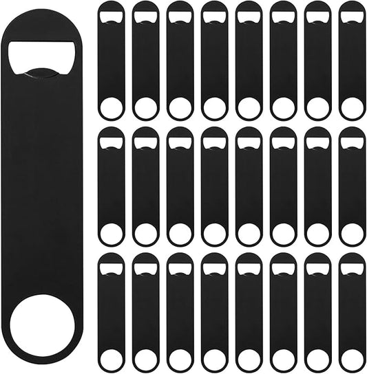 25 Pack Flat Beer Bottle Opener 7 inch Stainless Steel Flat Bottle Opener Beer Bottle Openers for Bartender Kitchen Bar Restaurant (Black) by Yugada