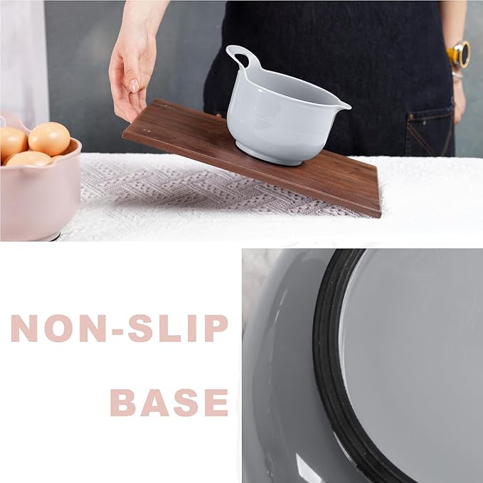 BoxedHome Nesting Plastic Mixing Bowl Set with Pour Spouts and Handles - Non Slip Bottom, BPA free Microwave & Dishwasher Safe(Khaki Pink, 4 Pack) - Image 6