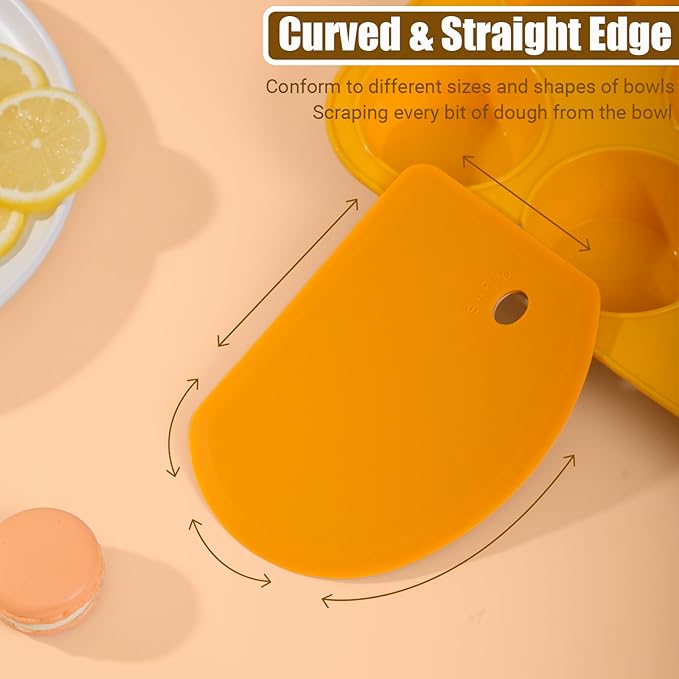 Sapid Flexible Curved Edge Silicone Bowl Scraper(5.98"×4.3"), Food Grade Dough Scraper for Baking Sourdough Bread, Cake, Bench Scrapers, Multipurpose Kitchen Dish Scrapers, Easy to Clean (1, Orange) - Image 4
