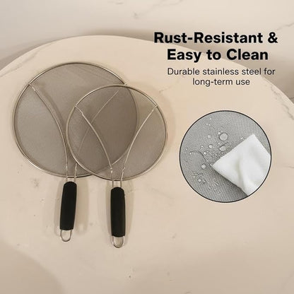 KitchenGuard Stainless Steel Splatter Guard Set of 2 for Frying Pan – 13 Inch & 10 Inch Heavy Duty Grease Splatter Screen, Oil Splash Guard & Splatter Shield for Cooking, Dishwasher Safe, Easy to Hang - Image 9