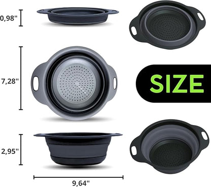 Black Silicone Collapsible Colanders - Kitchen Plastic Foldable Strainers for Pasta Small Camping Colander Bowl for Food - Image 2