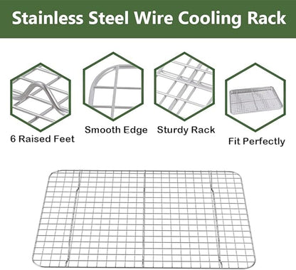 ROTTAY Baking Sheet with Rack Set (2 Pans + 2 Racks), Stainless Steel Cookie Sheet with Cooling Rack, Nonstick Baking Pan, Warp Resistant & Heavy Duty & Rust Free, Size 16 x 12 x 1 Inches (Pack of 2) - Image 6