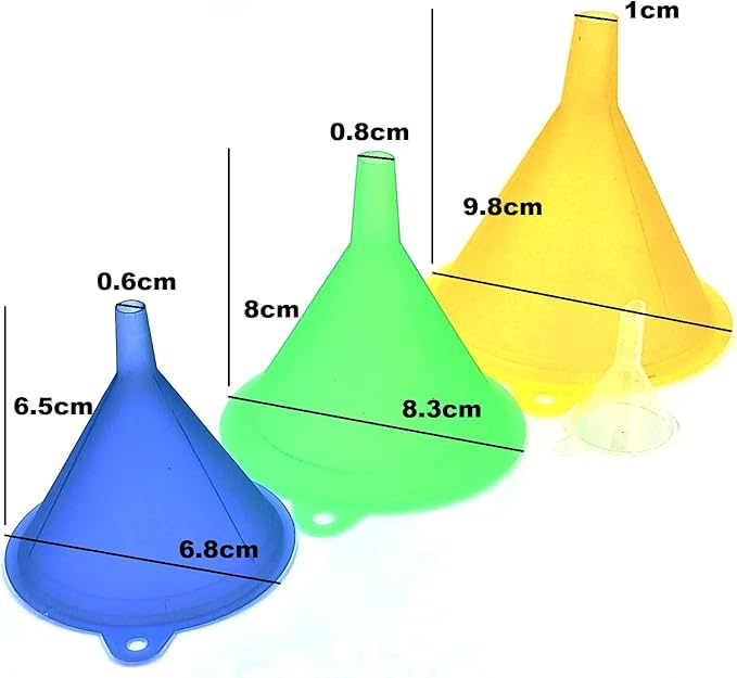 Funnels Variety Set of 5 Mini, Small to Larg Plastic Funnel for Kitchen Liquid Spices Powder Cosmetic Lotion Essential Oils - Image 3