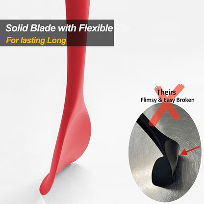Upgrade Silicone Spatula Spoon Set,VOVOLY Heat Resistant Rubber Spoonula, Seamless Non-Stick Flexible Scrapers for Baking Mixing Tool,3 Pack, Red - Image 4