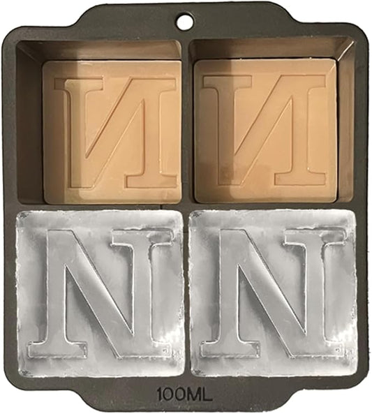 Monogrammed Ice Cubes Mold with Lid, 2 inch Whiskey Ice Cube Tray, Personalized Initials Silicone Cocktail Ice Cube Mold, Wedding Monogram, Thank You Gift, Gifts for Dad (Letter N)