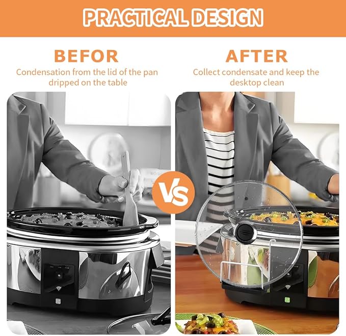 2 Pack Slow Cooker Lid Holder, Stainless Steel Lid Rack with Silicone Sink for Crock Pot, Mess-Free Cooking Utensil Rest, Holds Lids Securely, Perfect for Busy Home Chefs