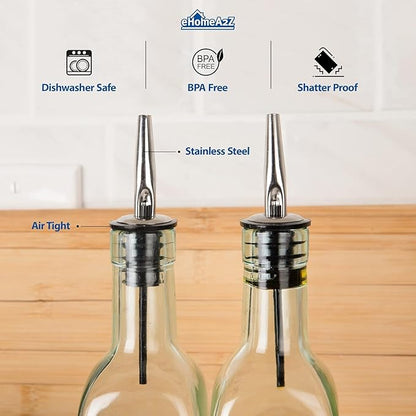 EHOMEA2Z Olive Oil Dispenser Bottle - 16 oz, Made in Italy Glass Olive Oil and Vinegar Cruet with Stainless Steel Spout for Kitchen, Slight Green Tint (1, 473 ml) - Image 7
