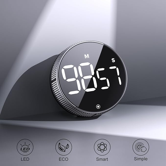 BlueSnail Kitchen Timer with LED Digital Display Smart Efficana for Home Classroom Gym Office, Volume and Brightness Adjustable Productivity Timer (Silvery) - Image 2