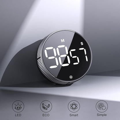 BlueSnail Kitchen Timer with LED Digital Display Smart Efficana for Home Classroom Gym Office, Volume and Brightness Adjustable Productivity Timer (Silvery) - Image 2