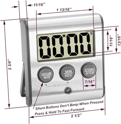 Elegant Digital Kitchen Timer, Stainless Steel Model eT-78, Displays 0-99 Min. or 0-99 Hr., Super Strong Magnet, Volume Switch for Mute/Soft/Loud Alarm, Auto Shut Off, Auto Memory by eTradewinds - Image 4