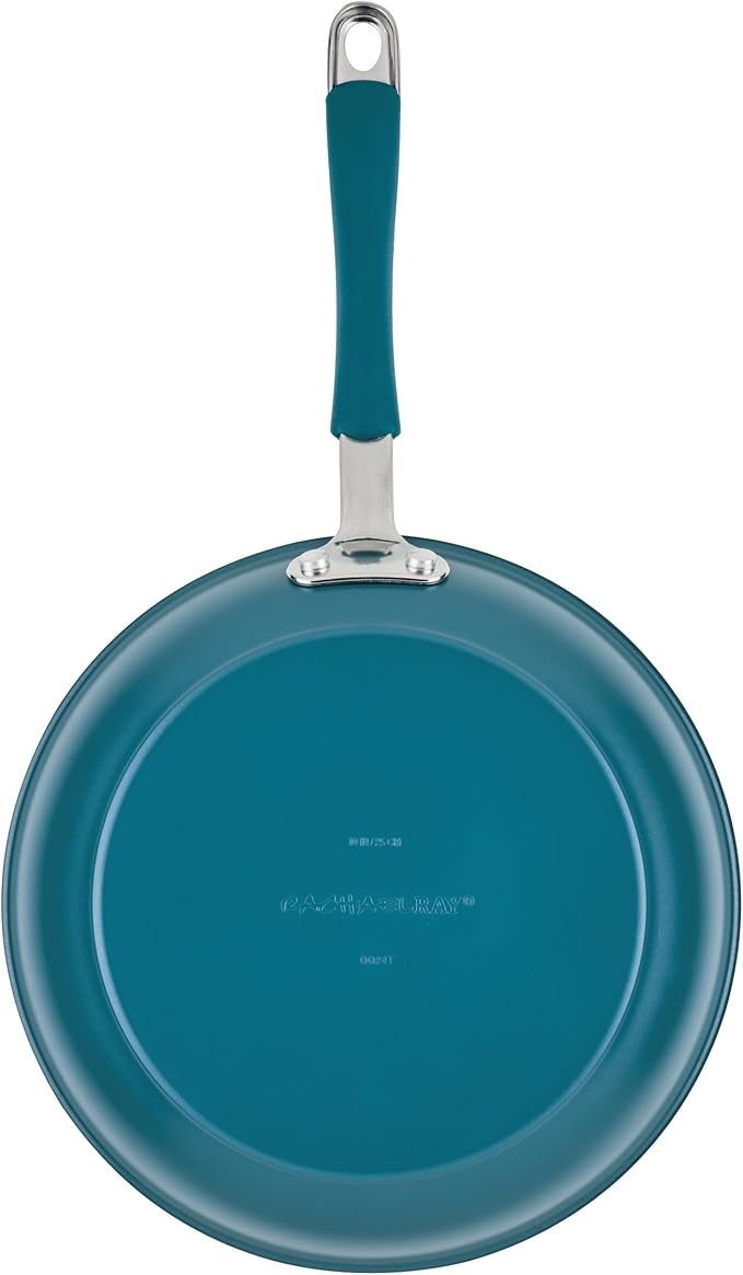 Rachael Ray Cucina Ceramic Cookware Set - 13 Pieces - Ceramic Pots and Pans Set w/Nonstick Frying Pans, Saute Pan, Saucepans, Stockpot, Lids, Pan Protectors & Cooking Utensils - Marine Blue - Image 11