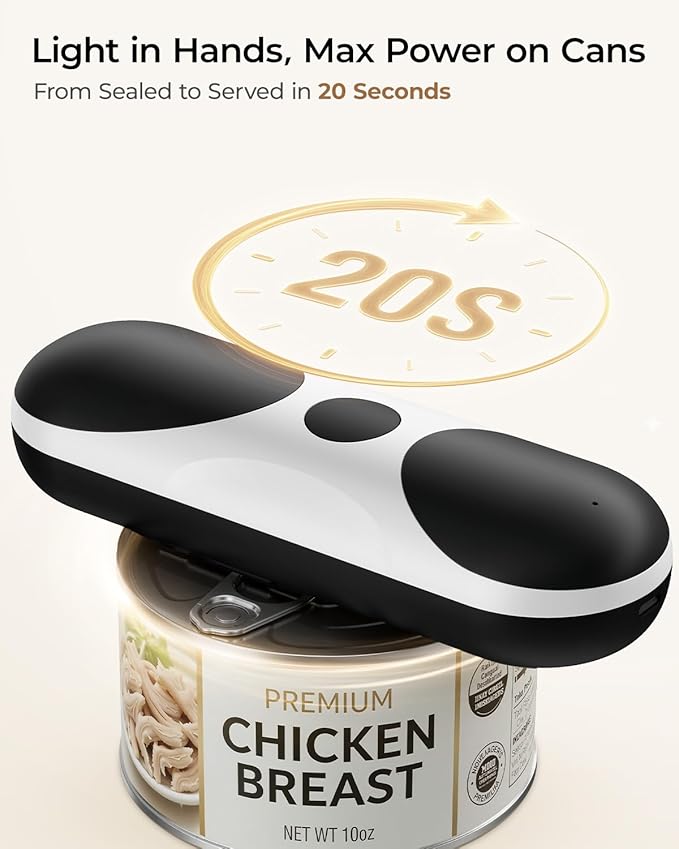Electric Can Opener, One-Touch Automatic Can Opener, USB Rechargeable Electric Can Opener for Seniors with Arthritis- Cordless Battery Powered, Side Cut, Smooth Edge, Handsfree, for Any Size Cans - Image 4